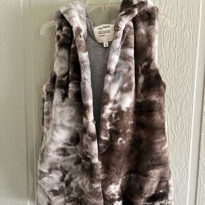 dylan Brown and Gray Faux Fur Vest